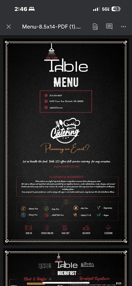 Table 313 Menu image 1